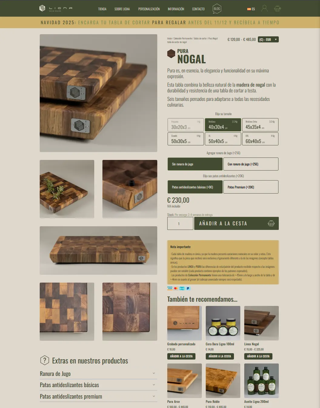 Ficha de producto diseñada para Ligna Wood Design